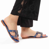 Plume - Sandales plates en Bleu