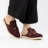 Trend - Mules Femmes en Daim Grenat