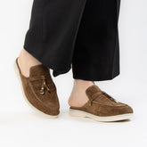 Trend - Mules Femmes en Daim Tabac