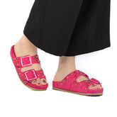 Chamsi - Sandales plates en Fuchsia