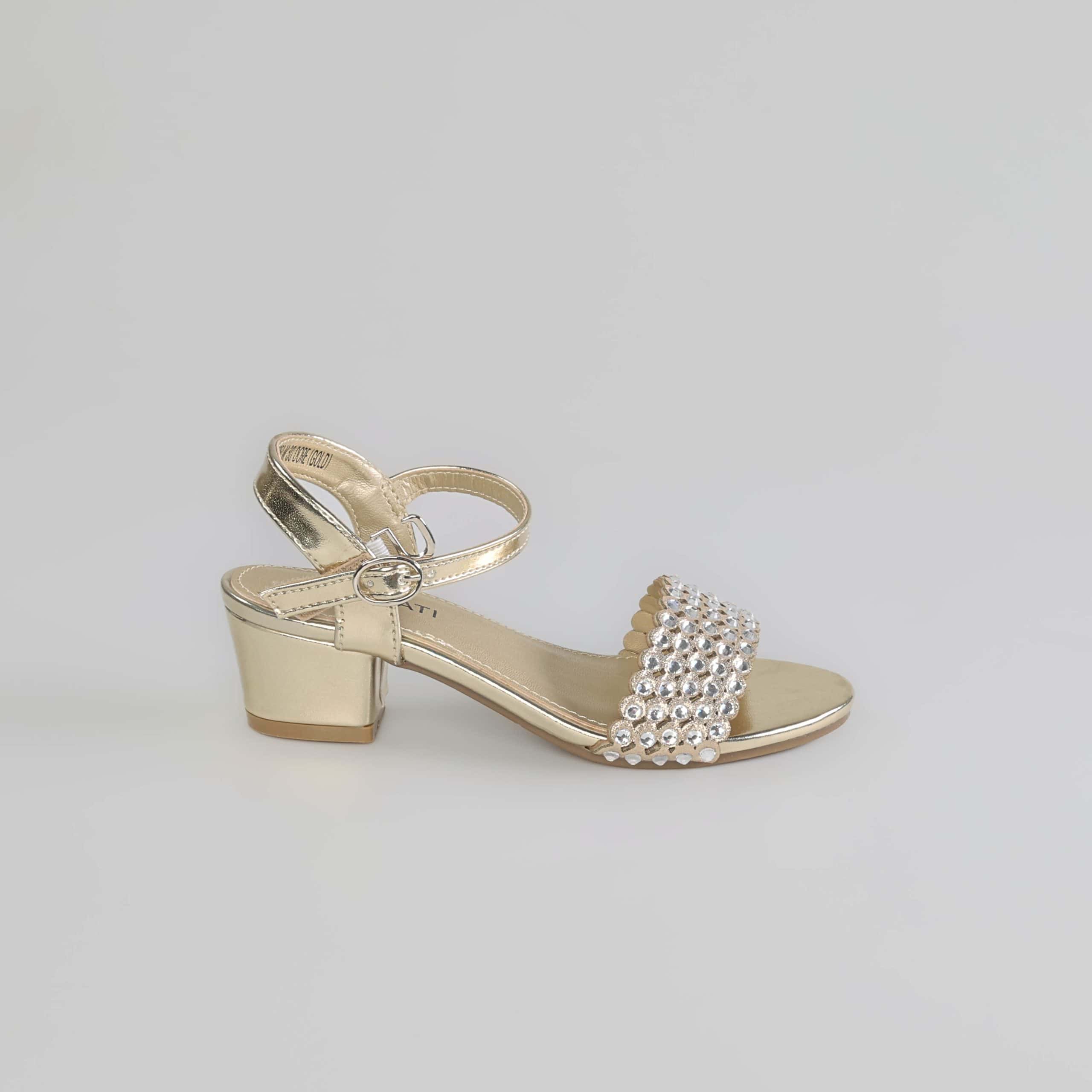 Lila – Sandales demi talon Fille en Doré.