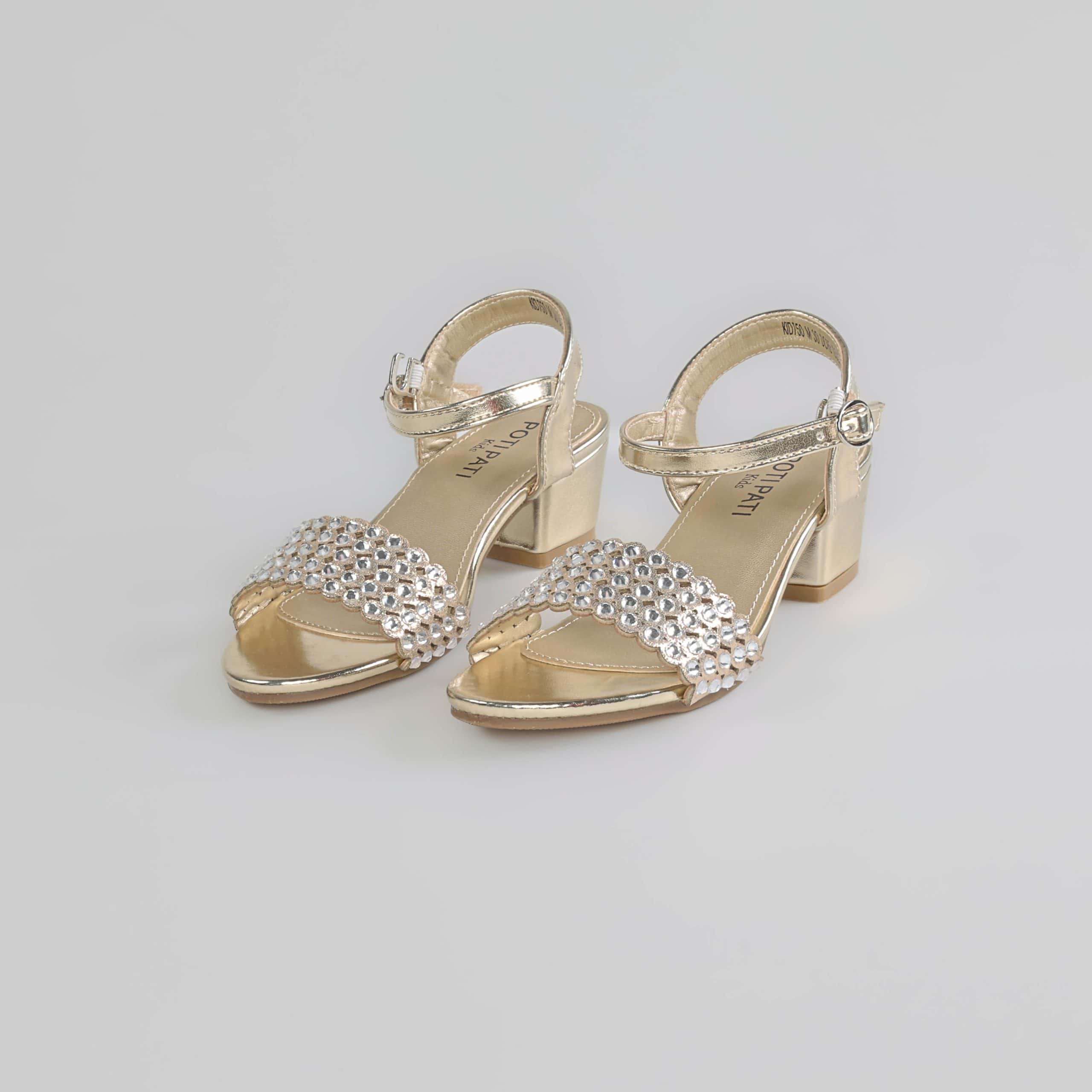 Lila – Sandales demi talon Fille en Doré.