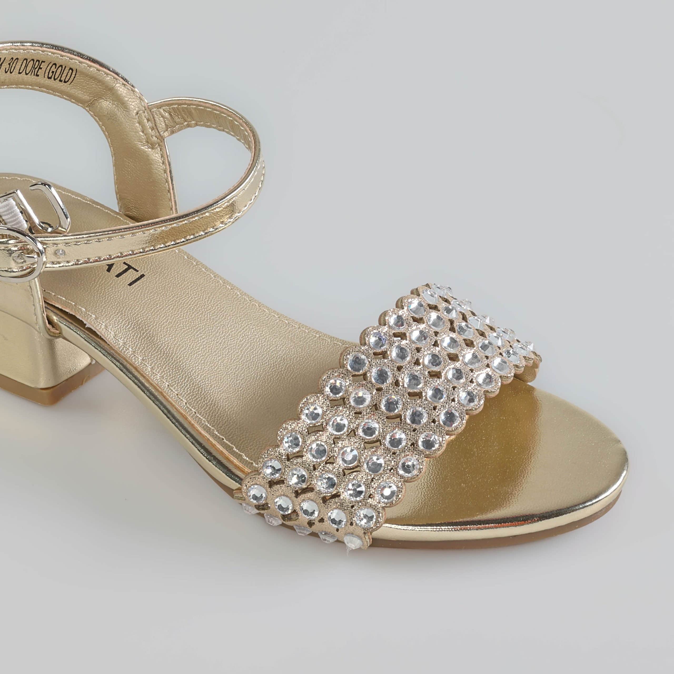 Lila – Sandales demi talon Fille en Doré.