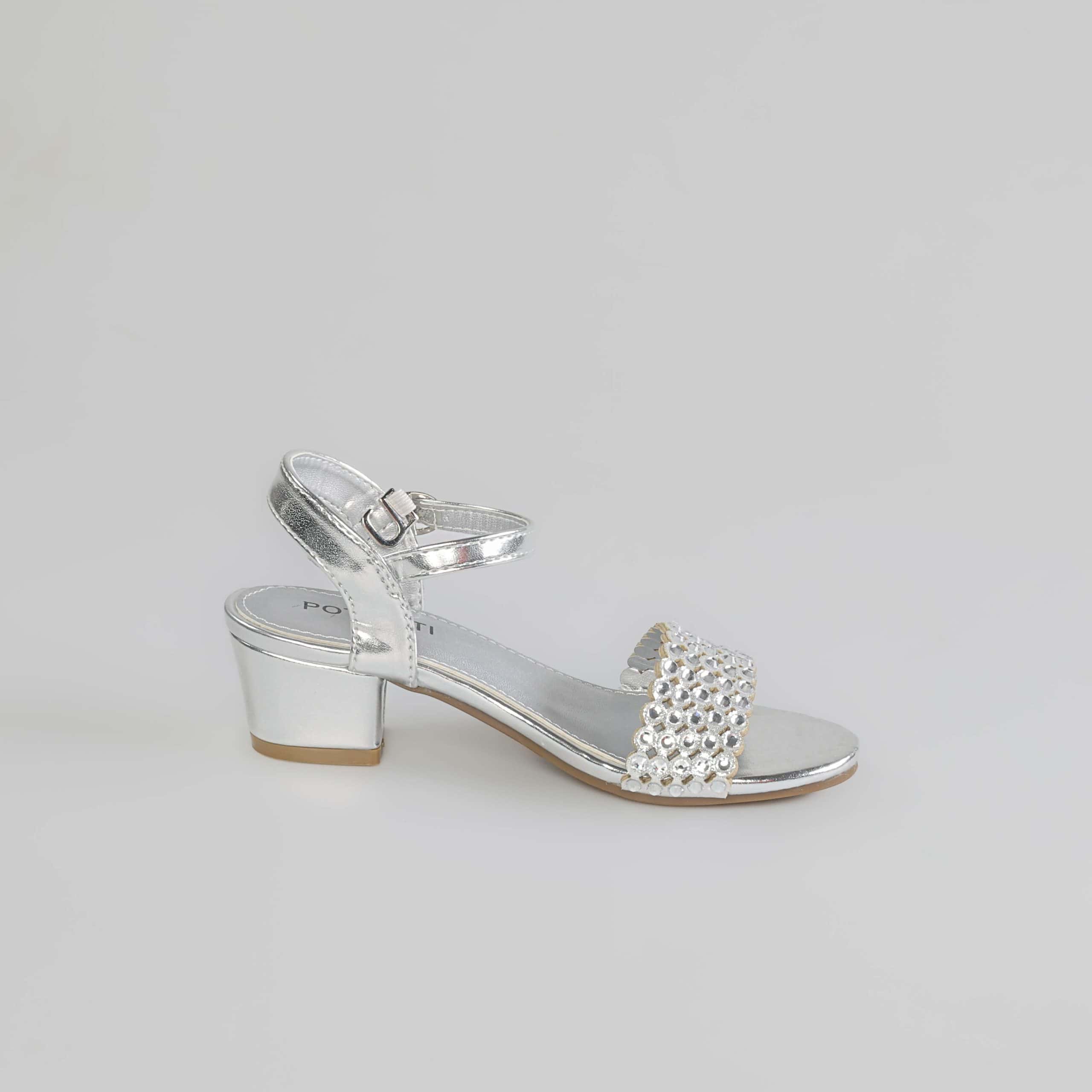 Lila – Sandales demi talon Fille en Argenté.