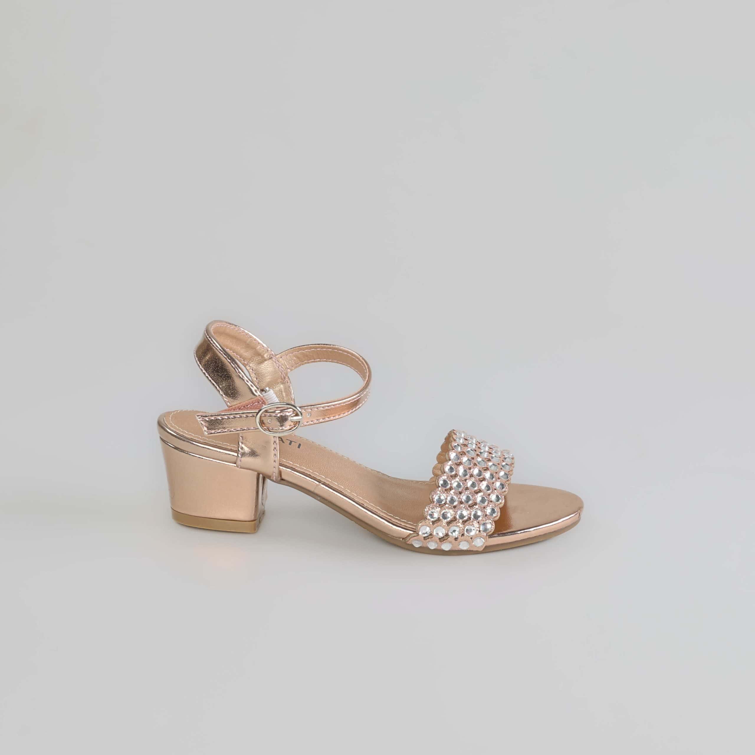 Lila – Sandales demi talon Fille en Rose doré.