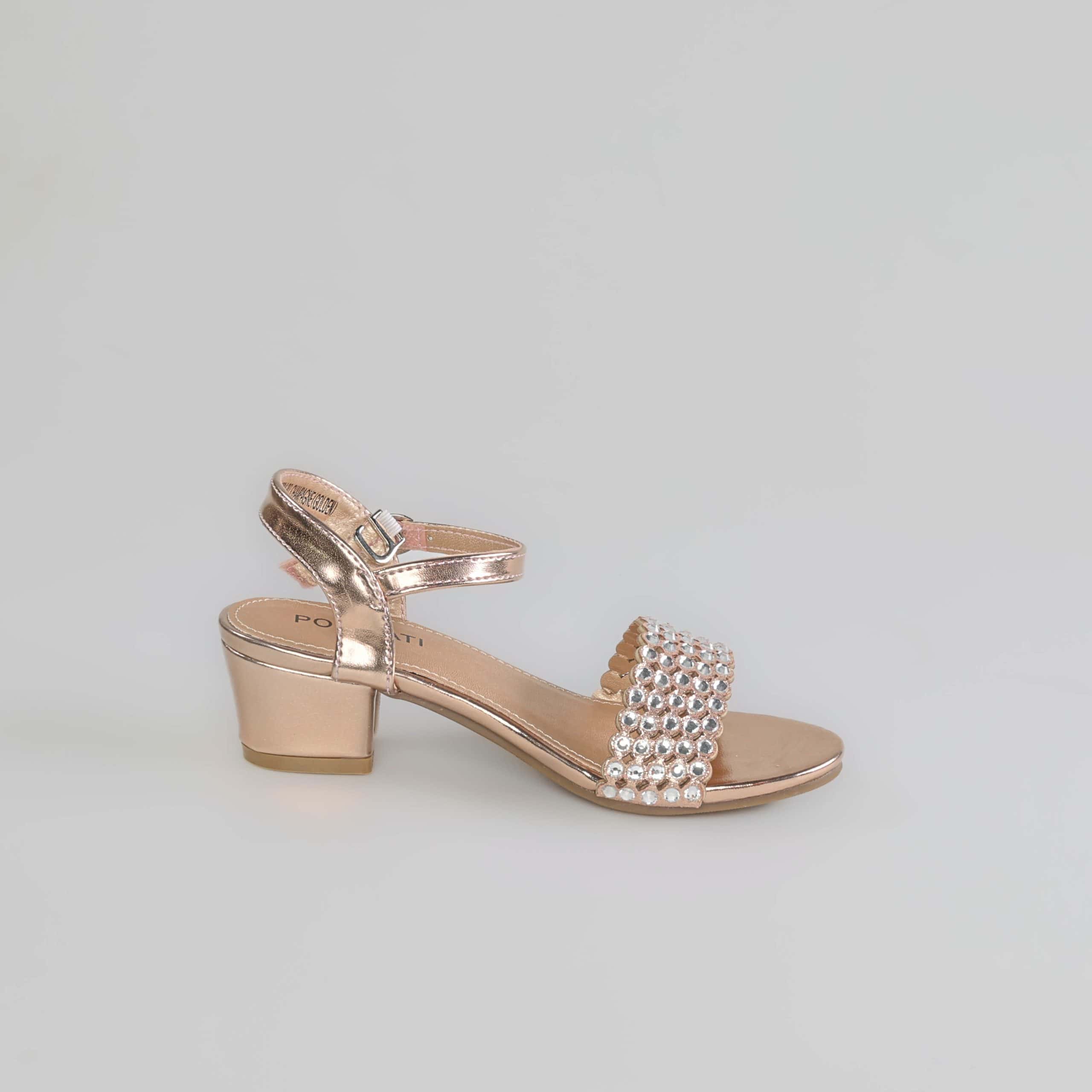 Lila – Sandales demi talon Fille en Rose doré.