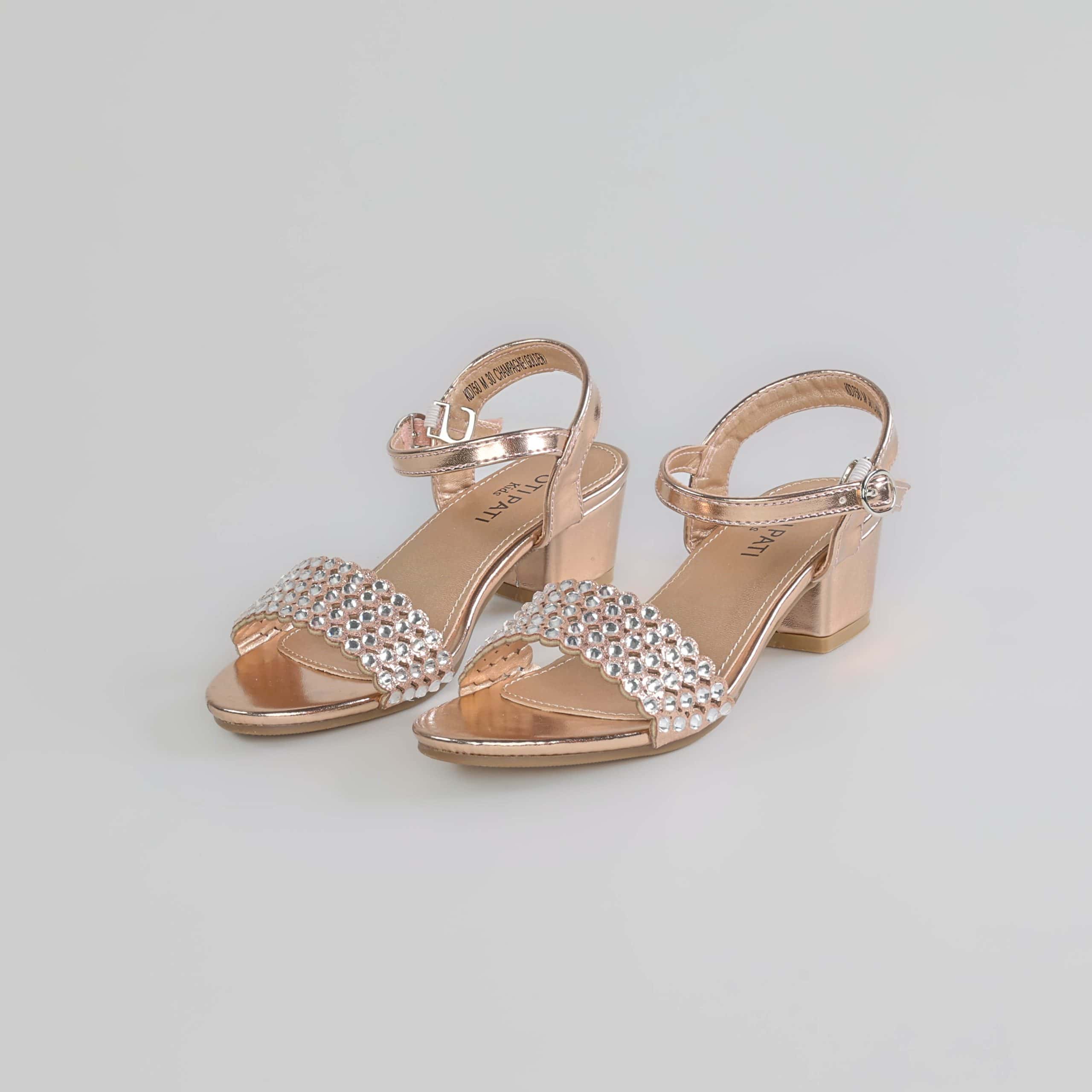 Lila – Sandales demi talon Fille en Rose doré.