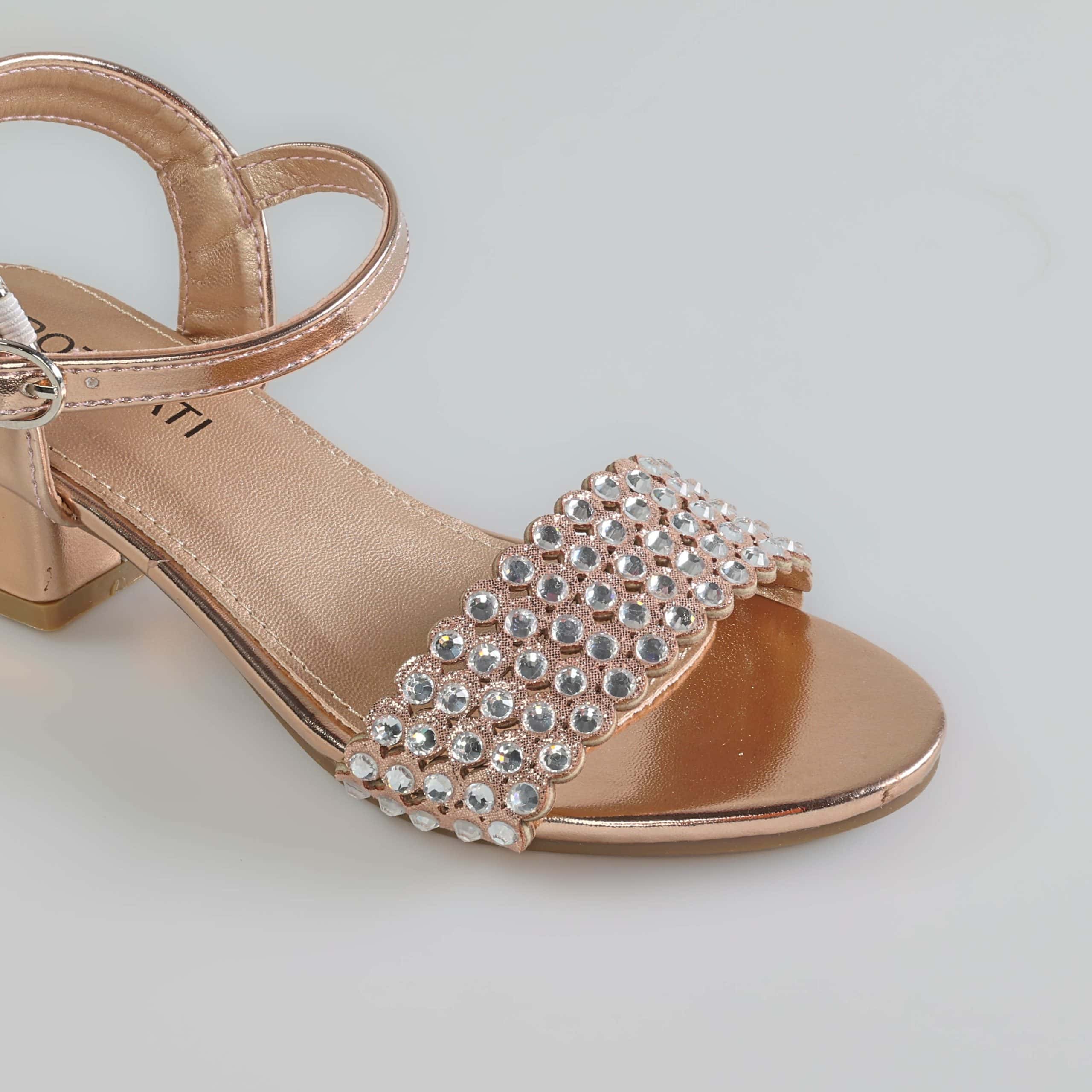 Lila – Sandales demi talon Fille en Rose doré.