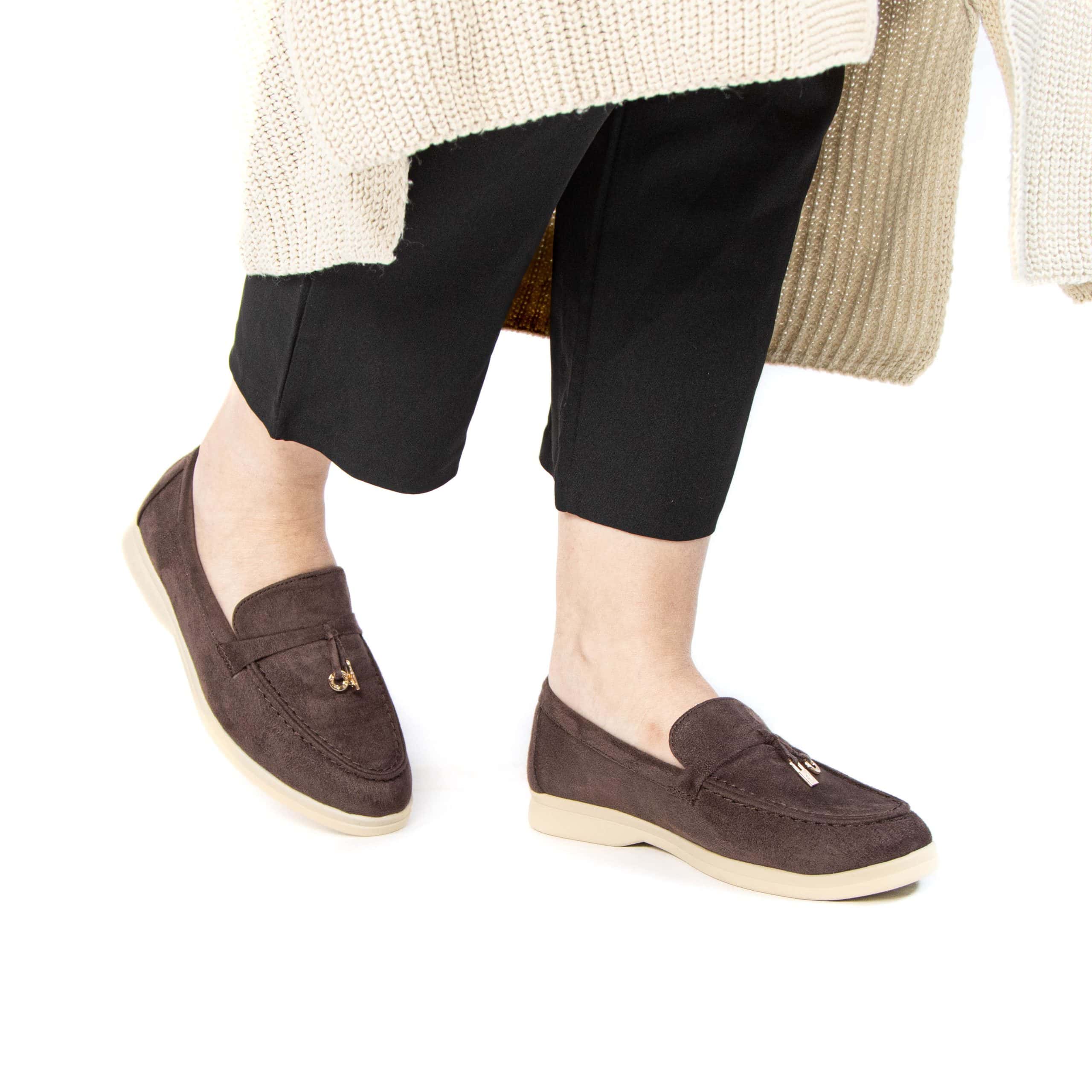 OPERA – Mocassins 100% Daim en Marron foncé.