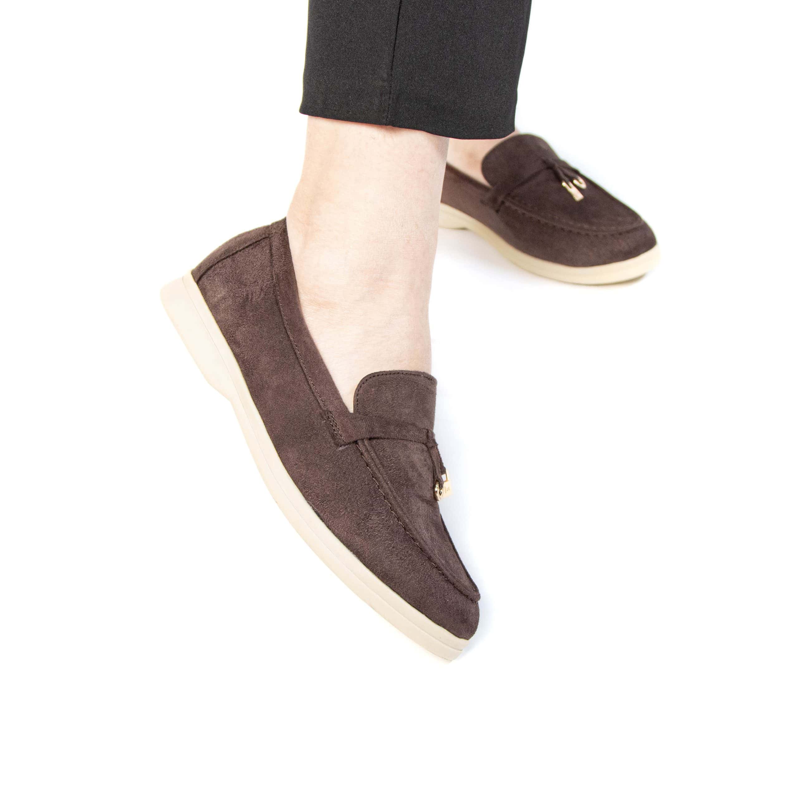 OPERA – Mocassins 100% Daim en Marron foncé.