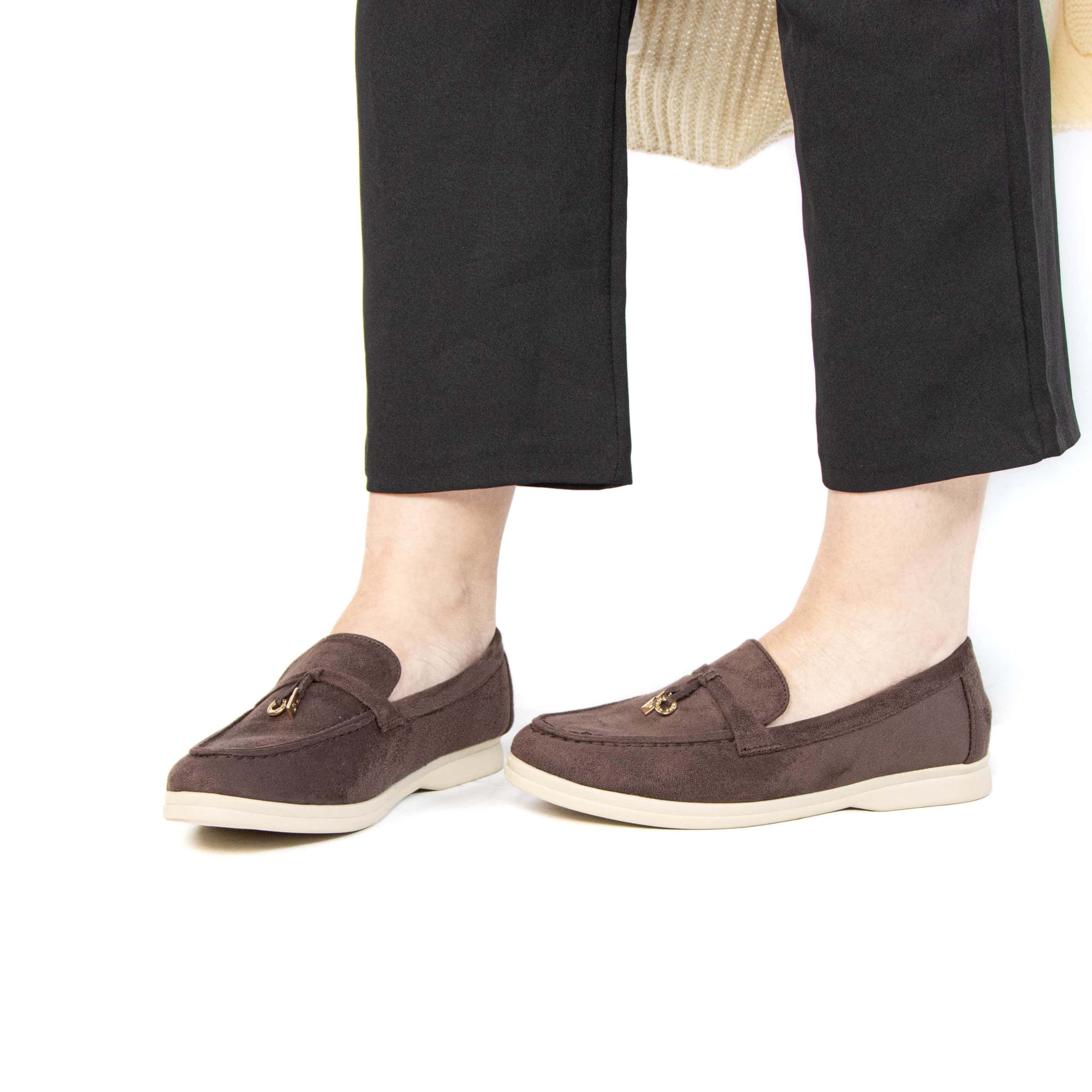 OPERA – Mocassins 100% Daim en Marron foncé.