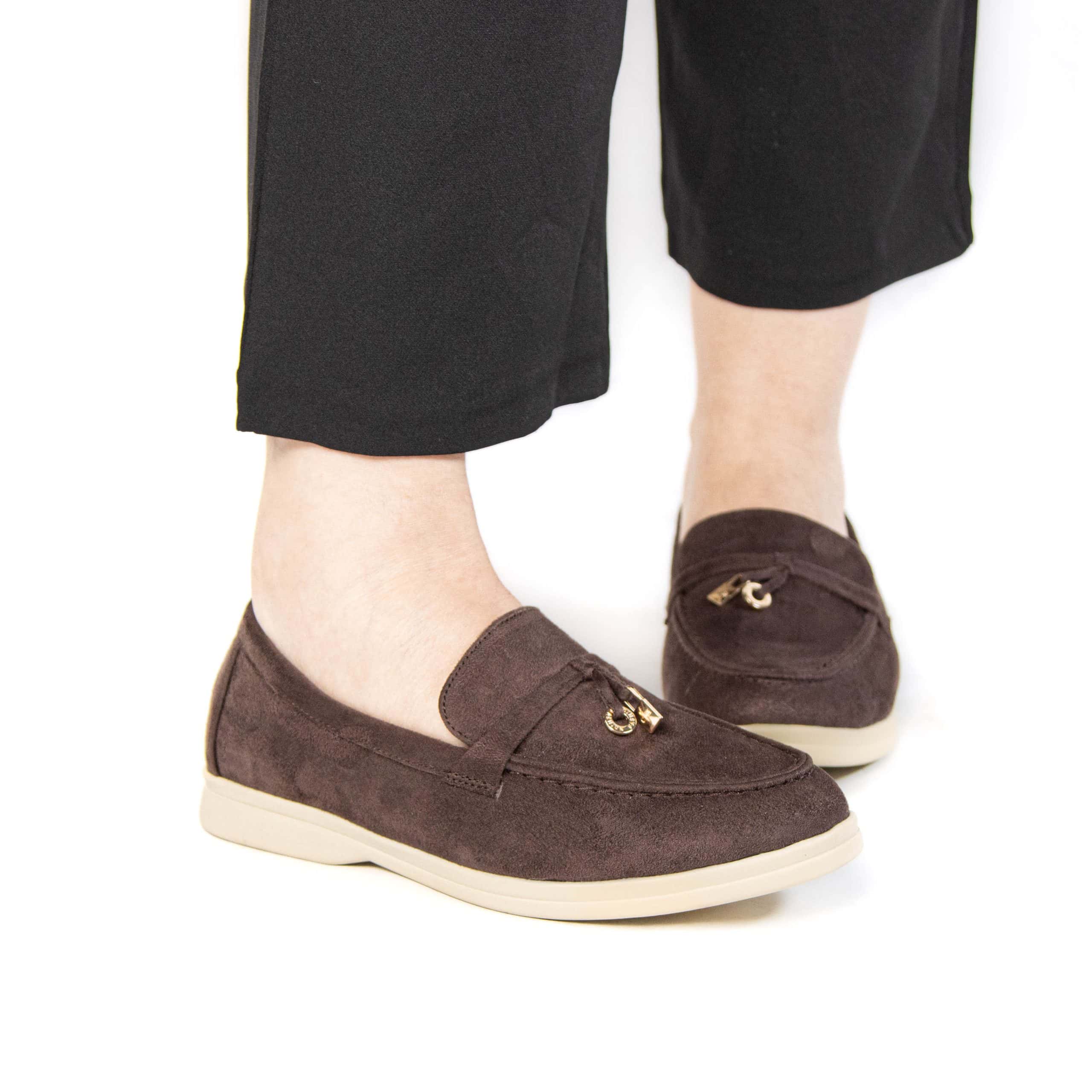 OPERA – Mocassins 100% Daim en Marron foncé.