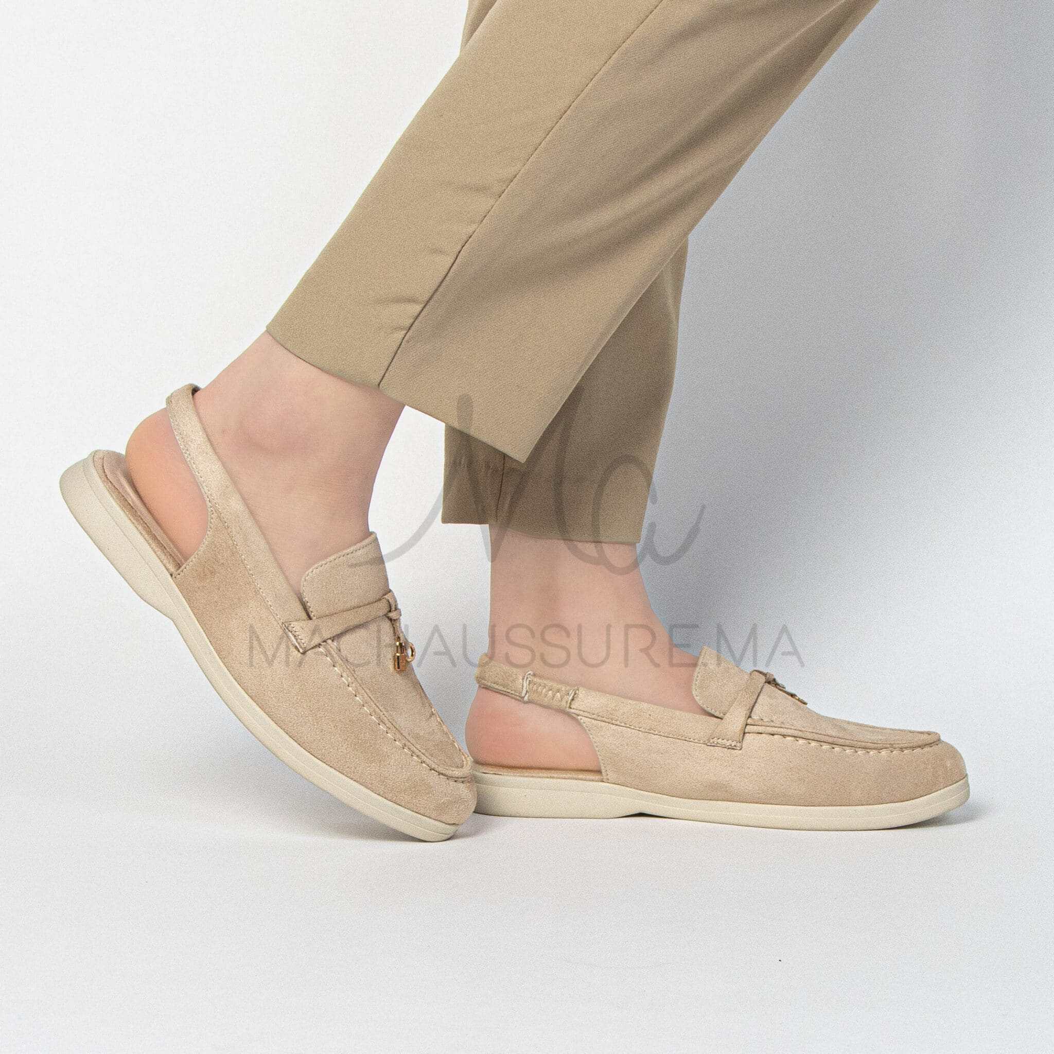 Loafer Elite - Mules Femme en Beige.