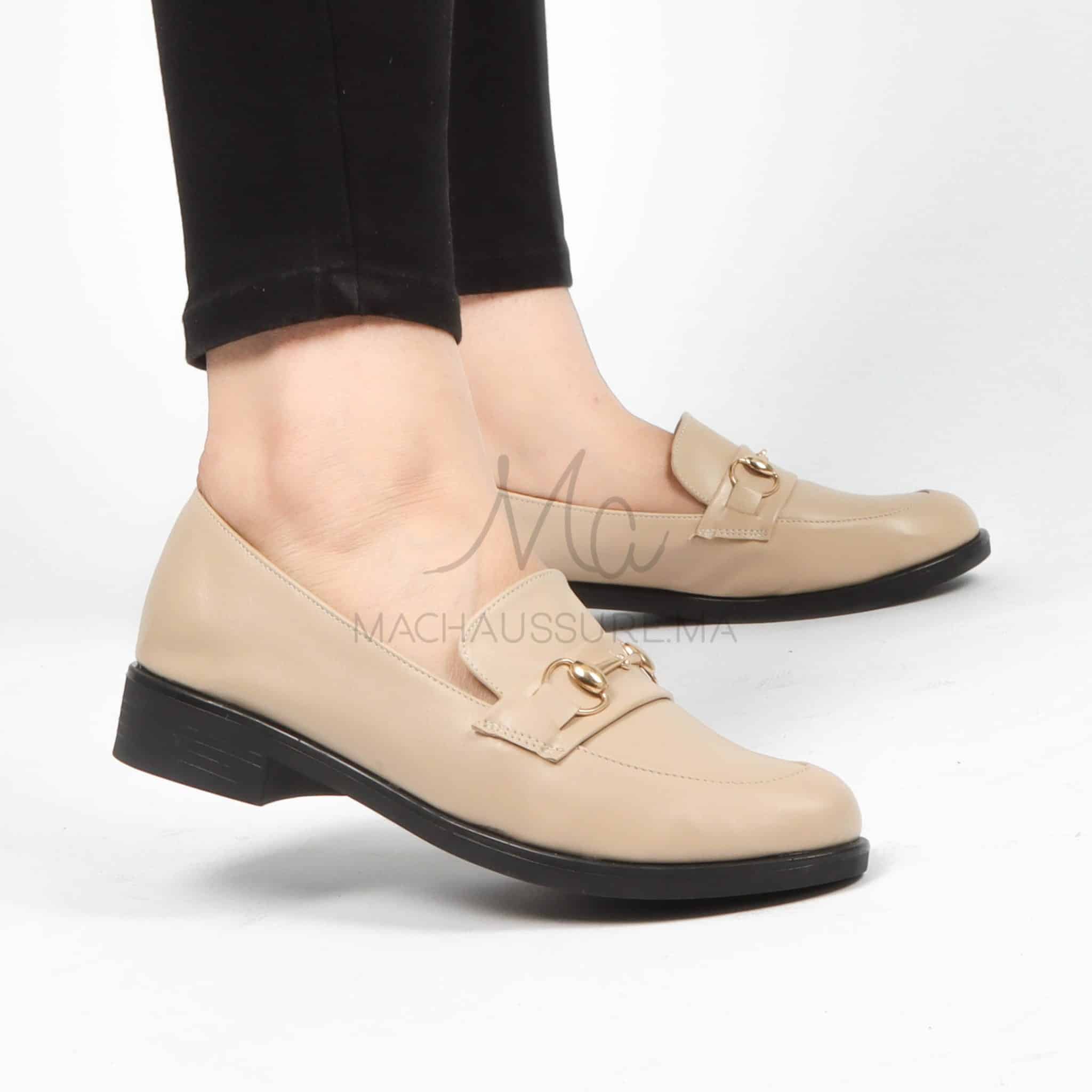Lucky - Mocassins Femmes en Beige.