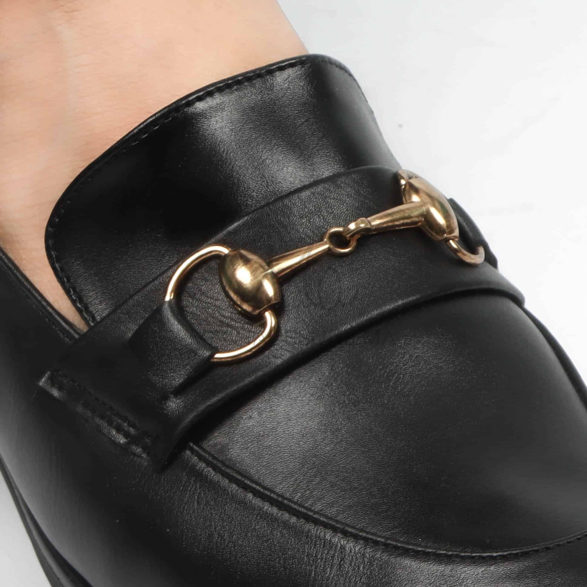 Lucky - Mocassins Femmes en Noir.