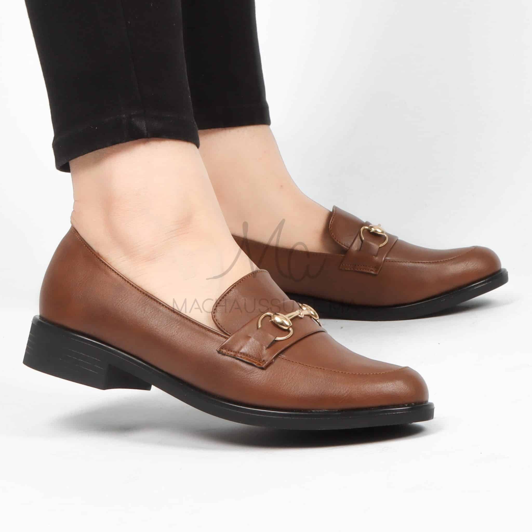 Lucky - Mocassins Femmes en Tabac.