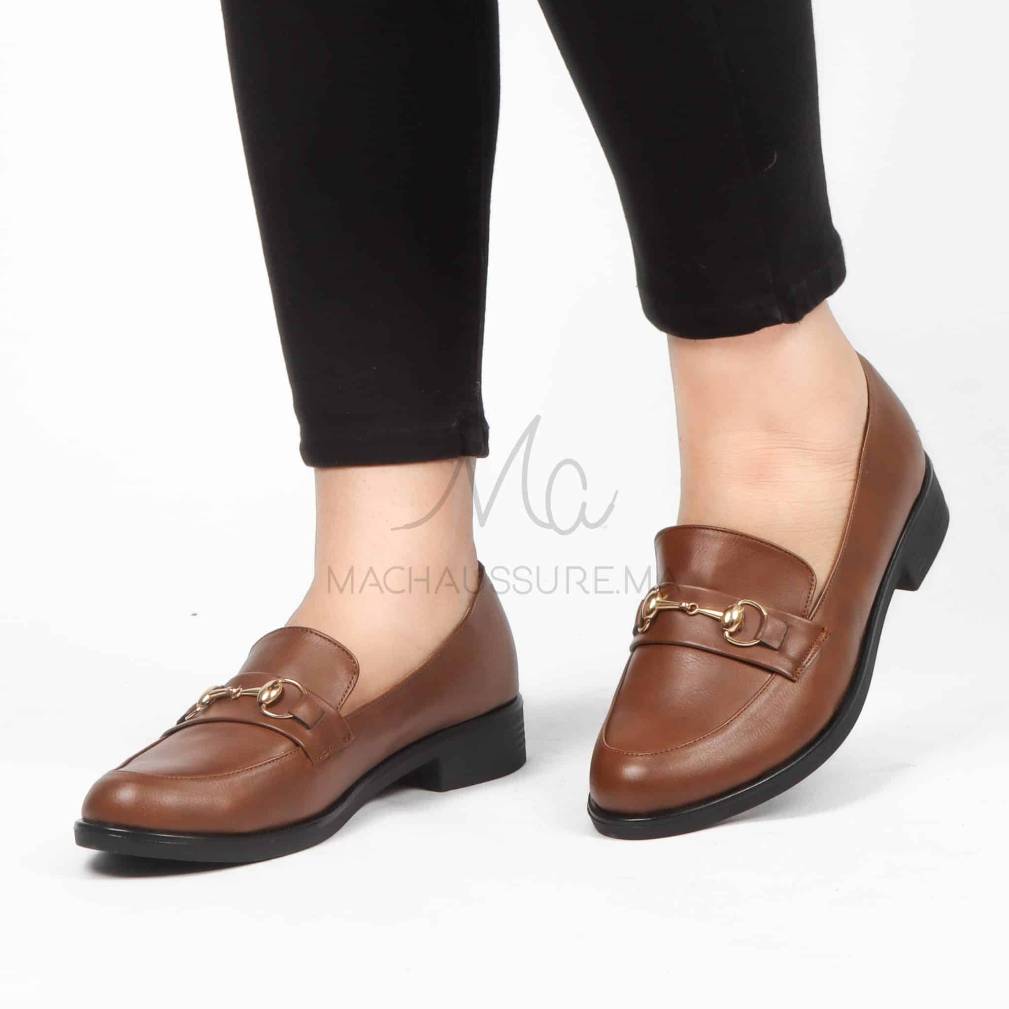 Lucky - Mocassins Femmes en Tabac.