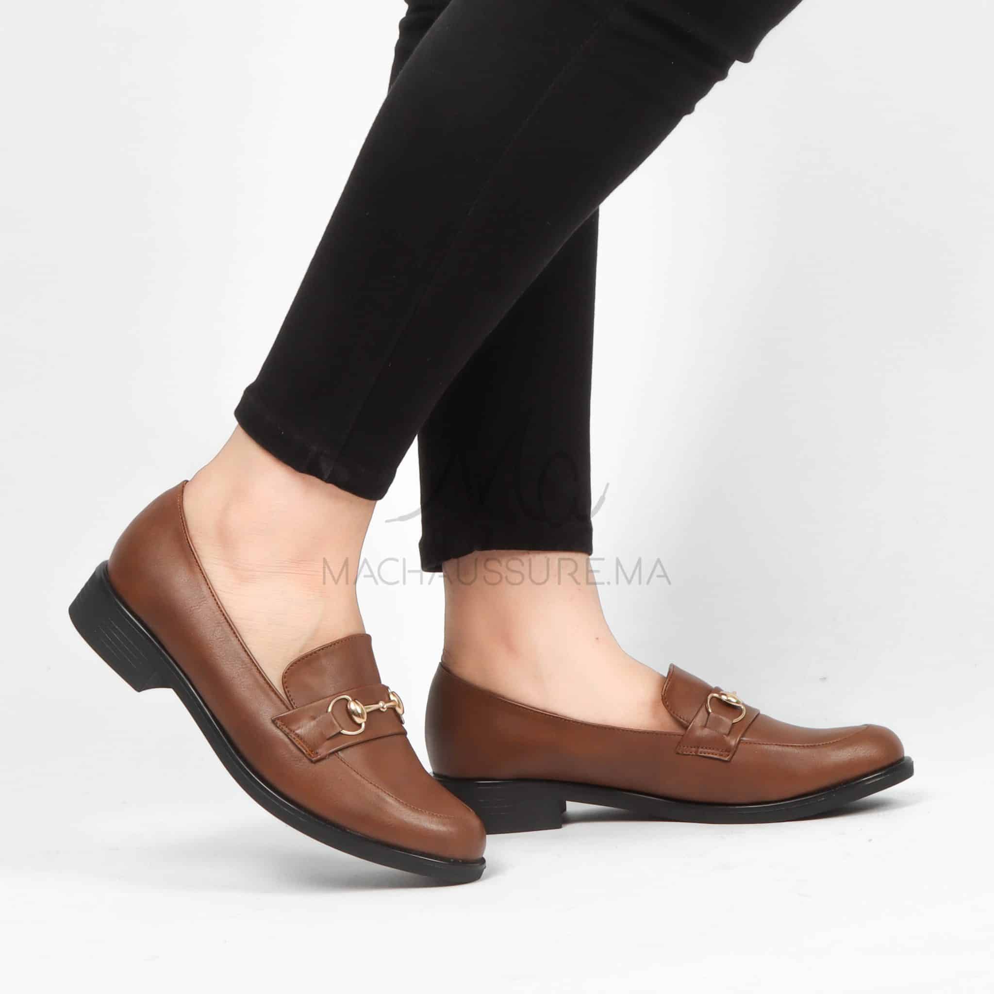 Lucky - Mocassins Femmes en Tabac.