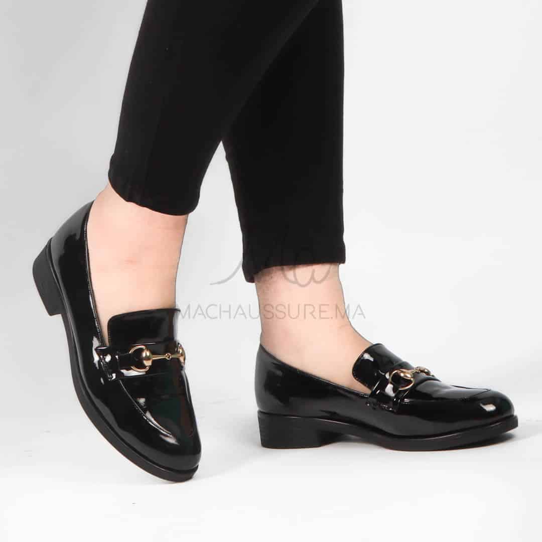 Lucky - Mocassins Femmes en Noir.