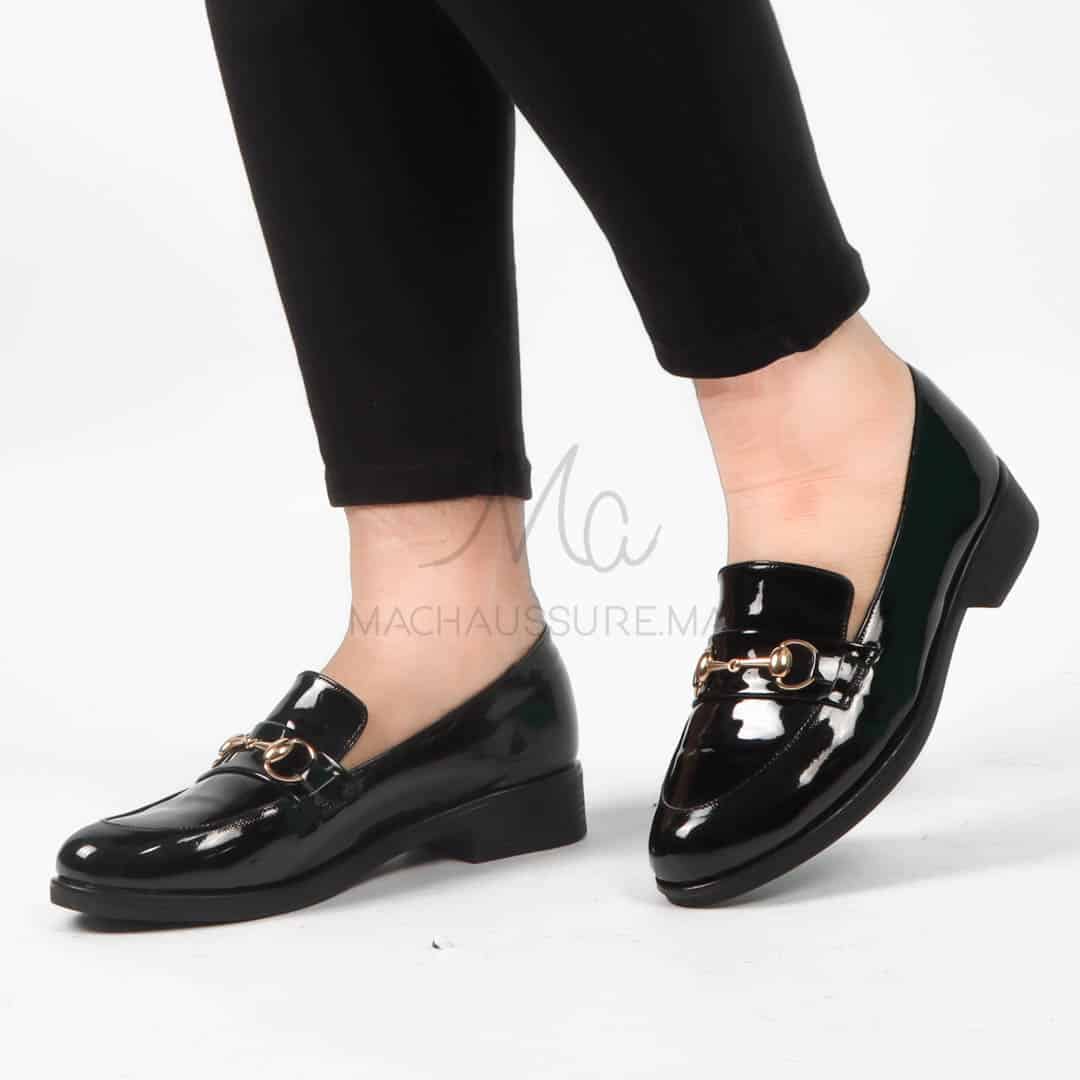 Lucky - Mocassins Femmes en Noir.