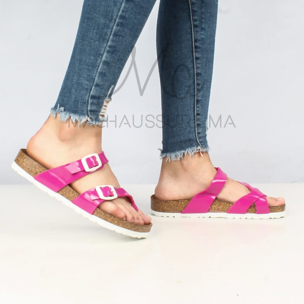 BOSTON - Sandales plates en Rose.