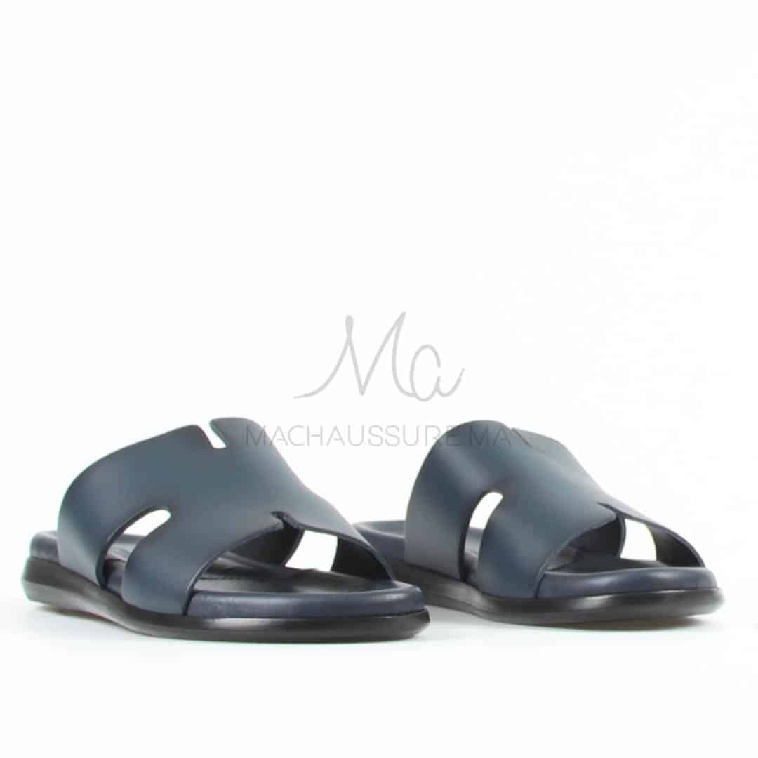 Zen - Sandales Hommes 100% Cuir en Bleu.