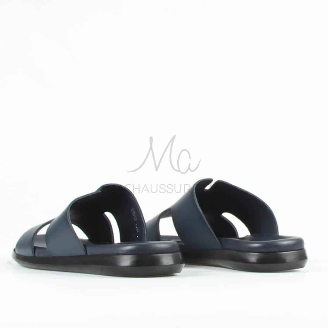 Zen - Sandales Hommes 100% Cuir en Bleu.