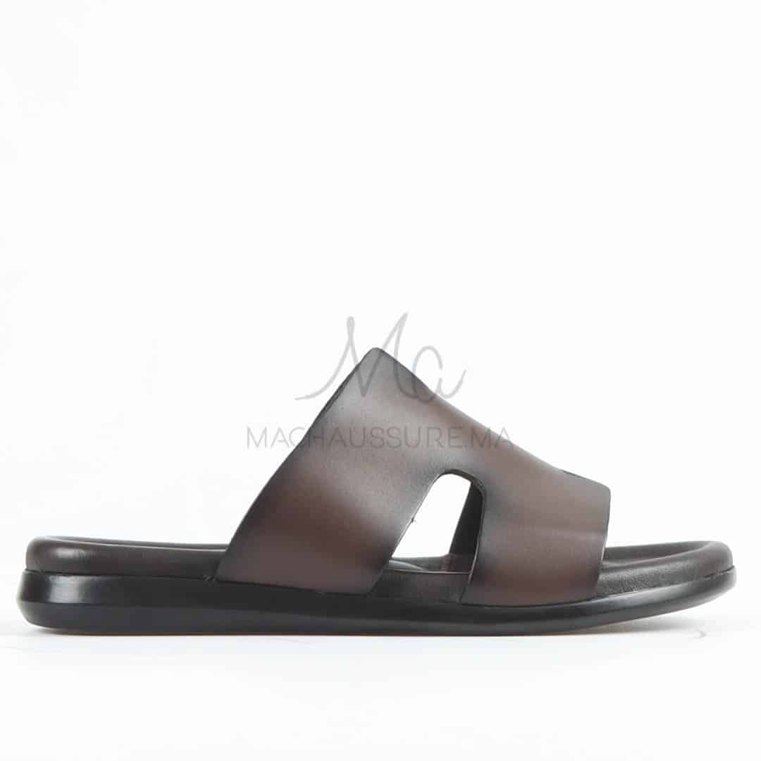 Zen - Sandales Hommes 100% Cuir en Marron.