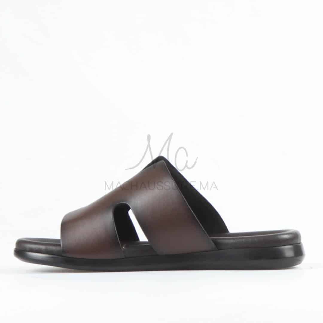 Zen - Sandales Hommes 100% Cuir en Marron.