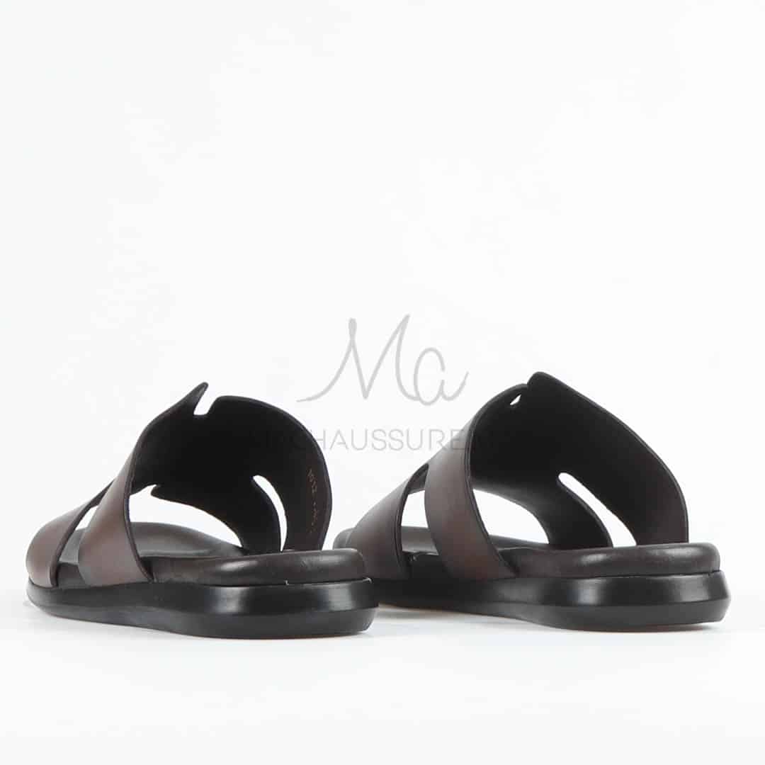Zen - Sandales Hommes 100% Cuir en Marron.