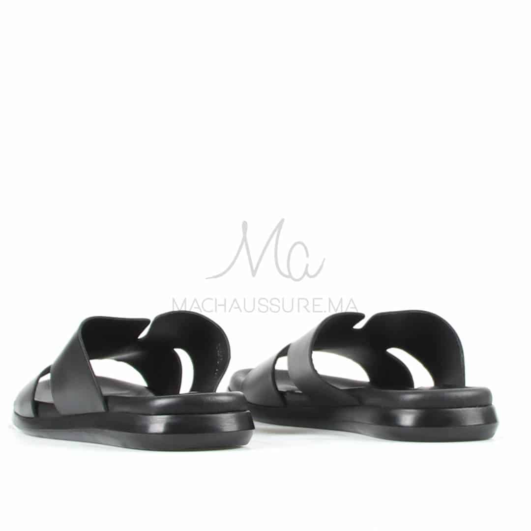 Zen - Sandales Hommes 100% Cuir en Noir.