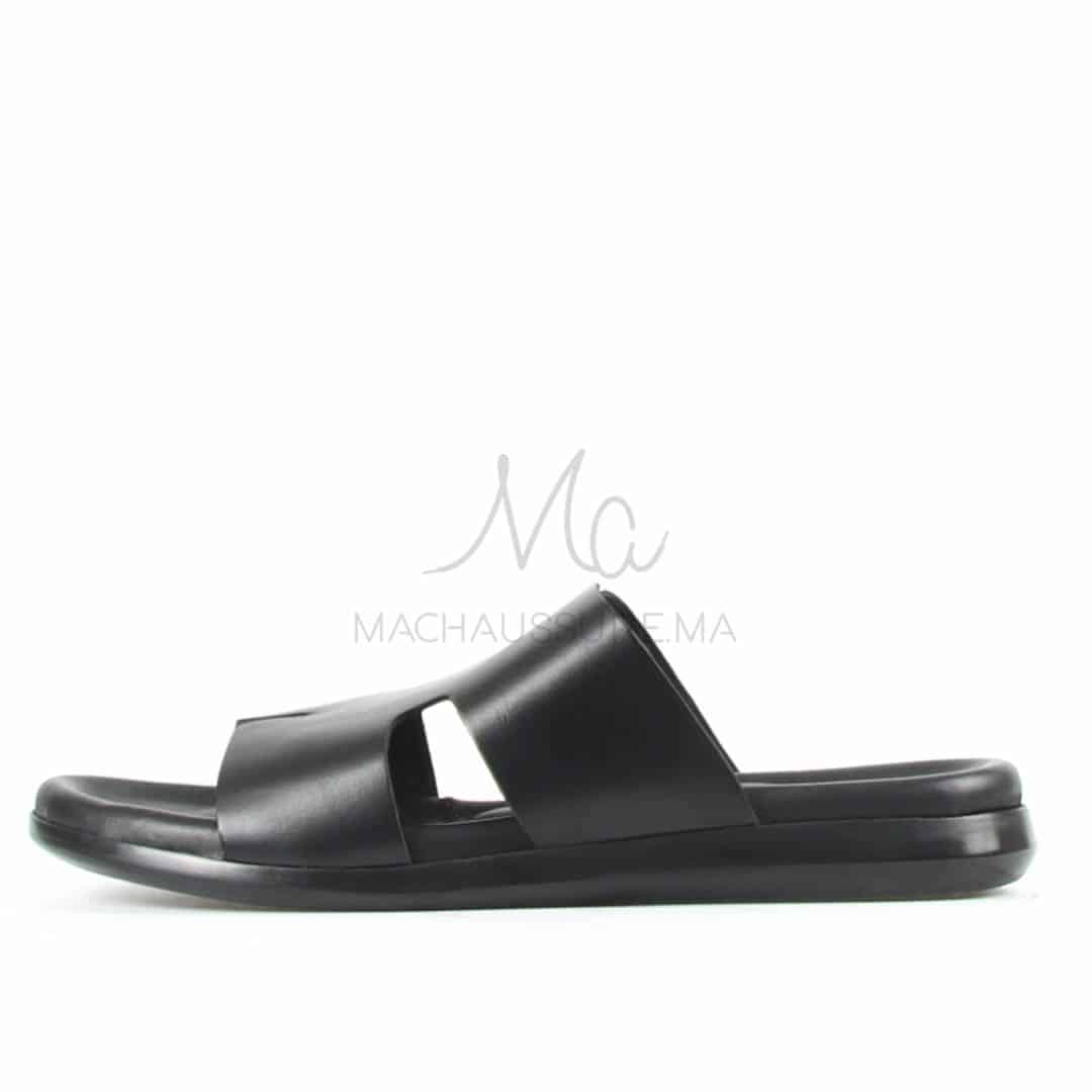 Zen - Sandales Hommes 100% Cuir en Noir.