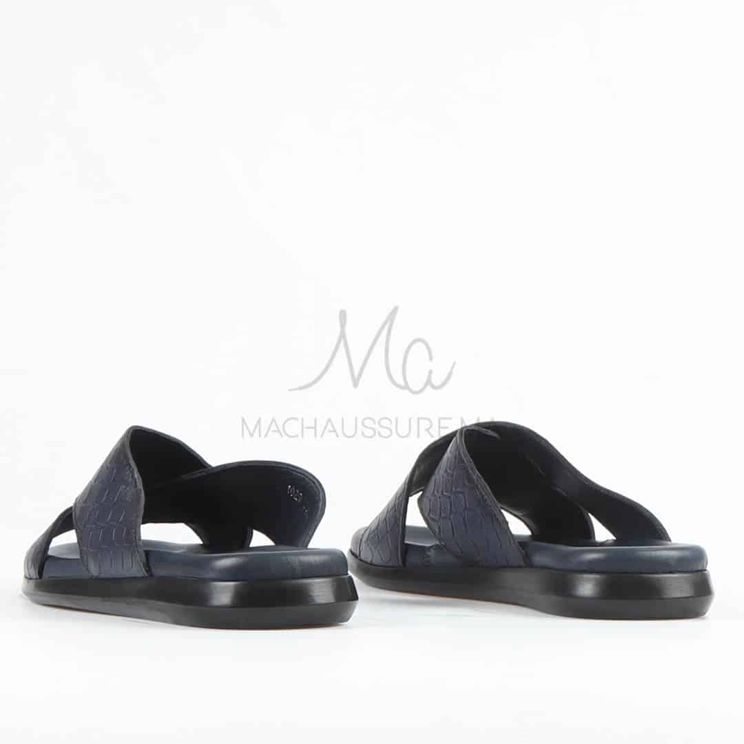 Relax - Sandales Hommes 100% Cuir en Bleu.
