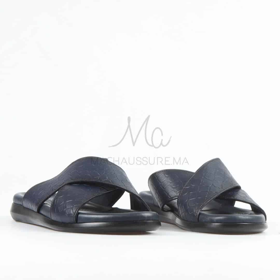 Relax - Sandales Hommes 100% Cuir en Bleu.