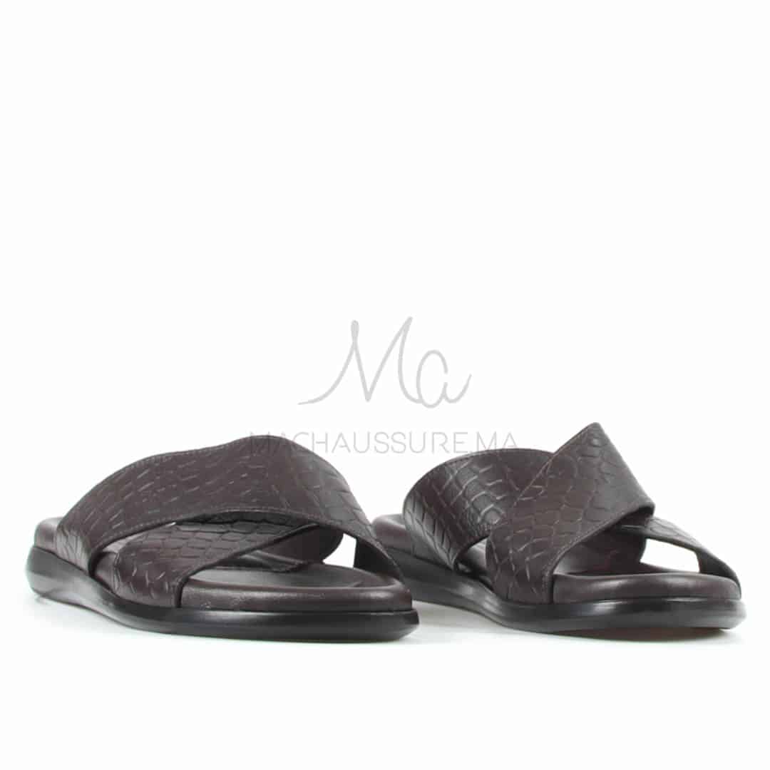 Relax - Sandales Hommes 100% Cuir en Marron.