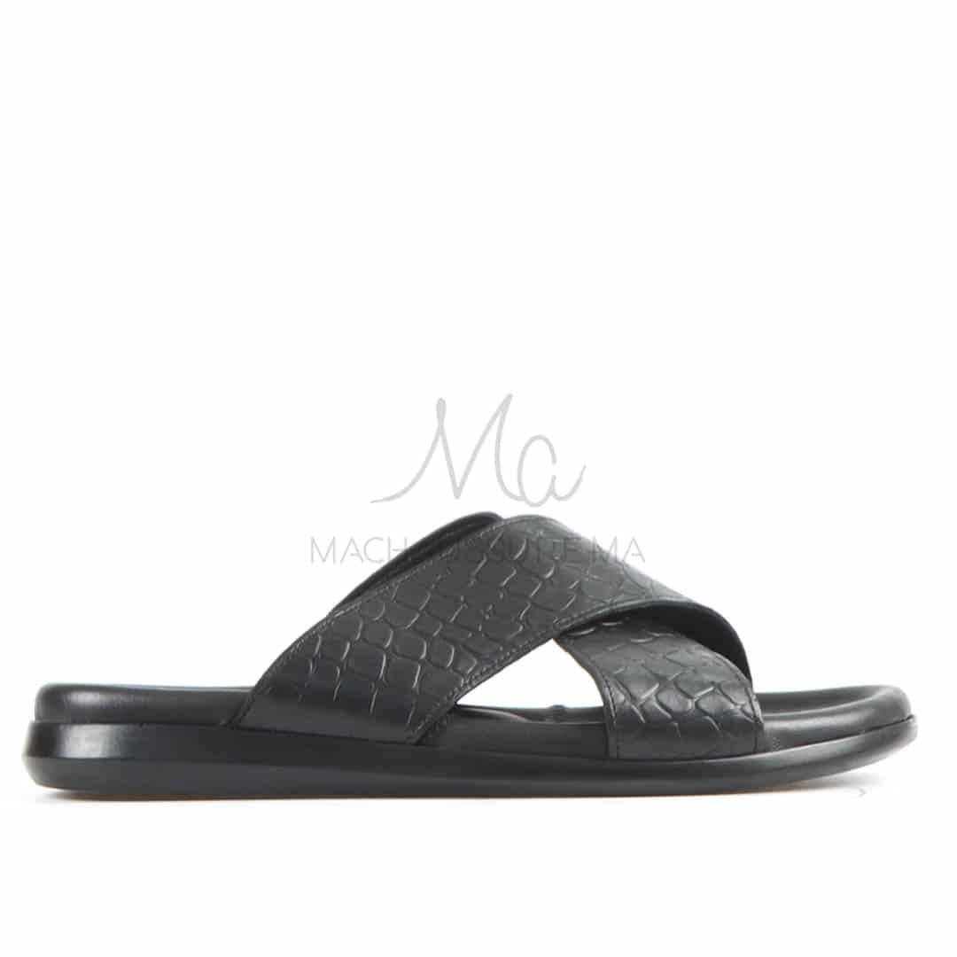 Relax - Sandales Hommes 100% Cuir en Noir.