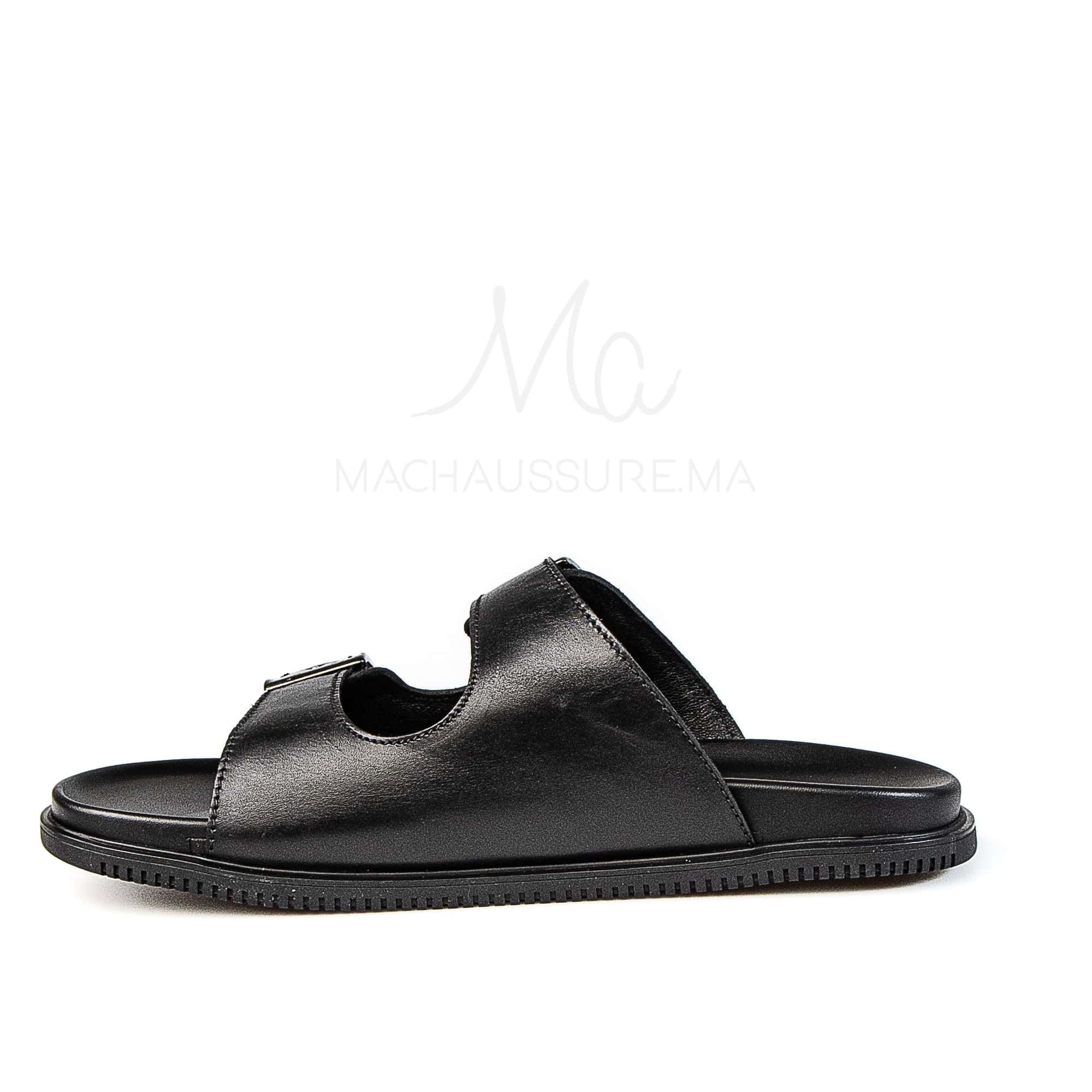 Dune Walker - Sandales Hommes en Cuir Noir.