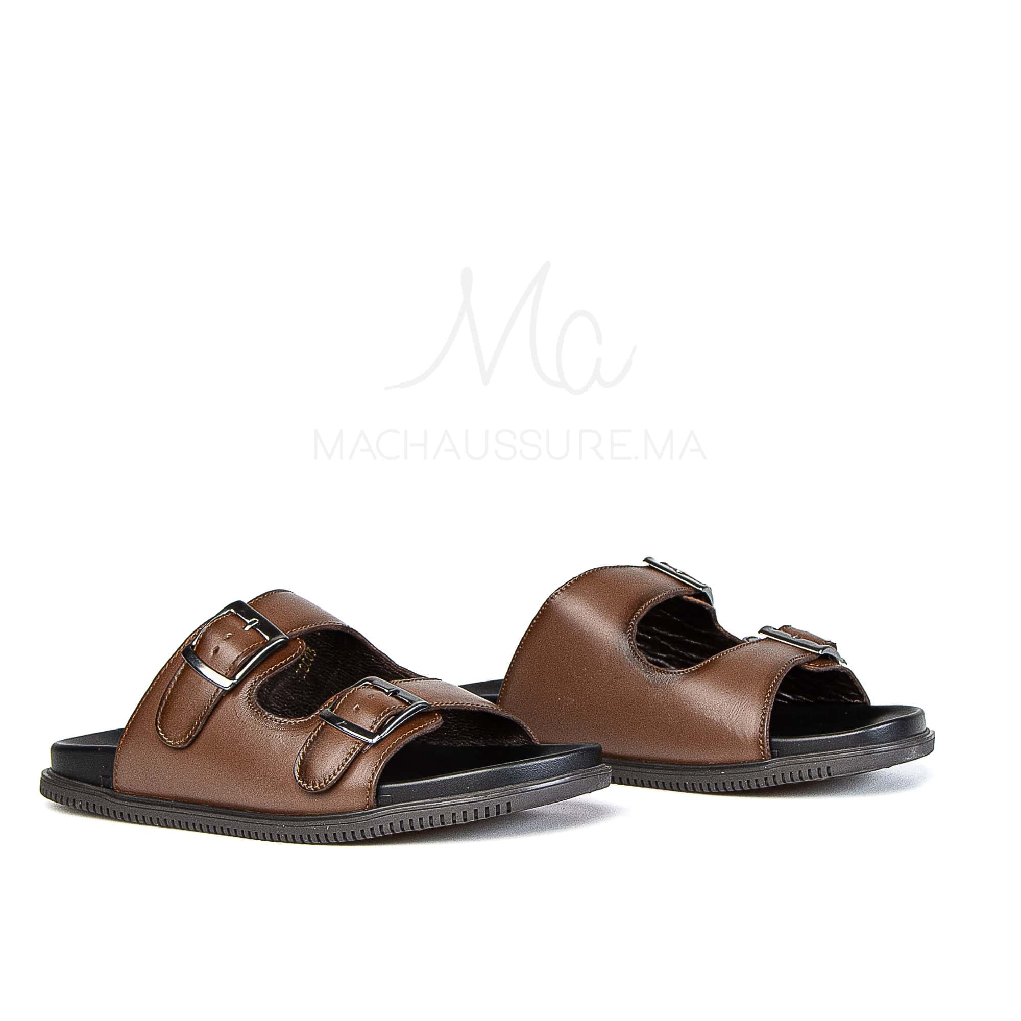 Dune Walker - Sandales Hommes en Cuir Tabac.