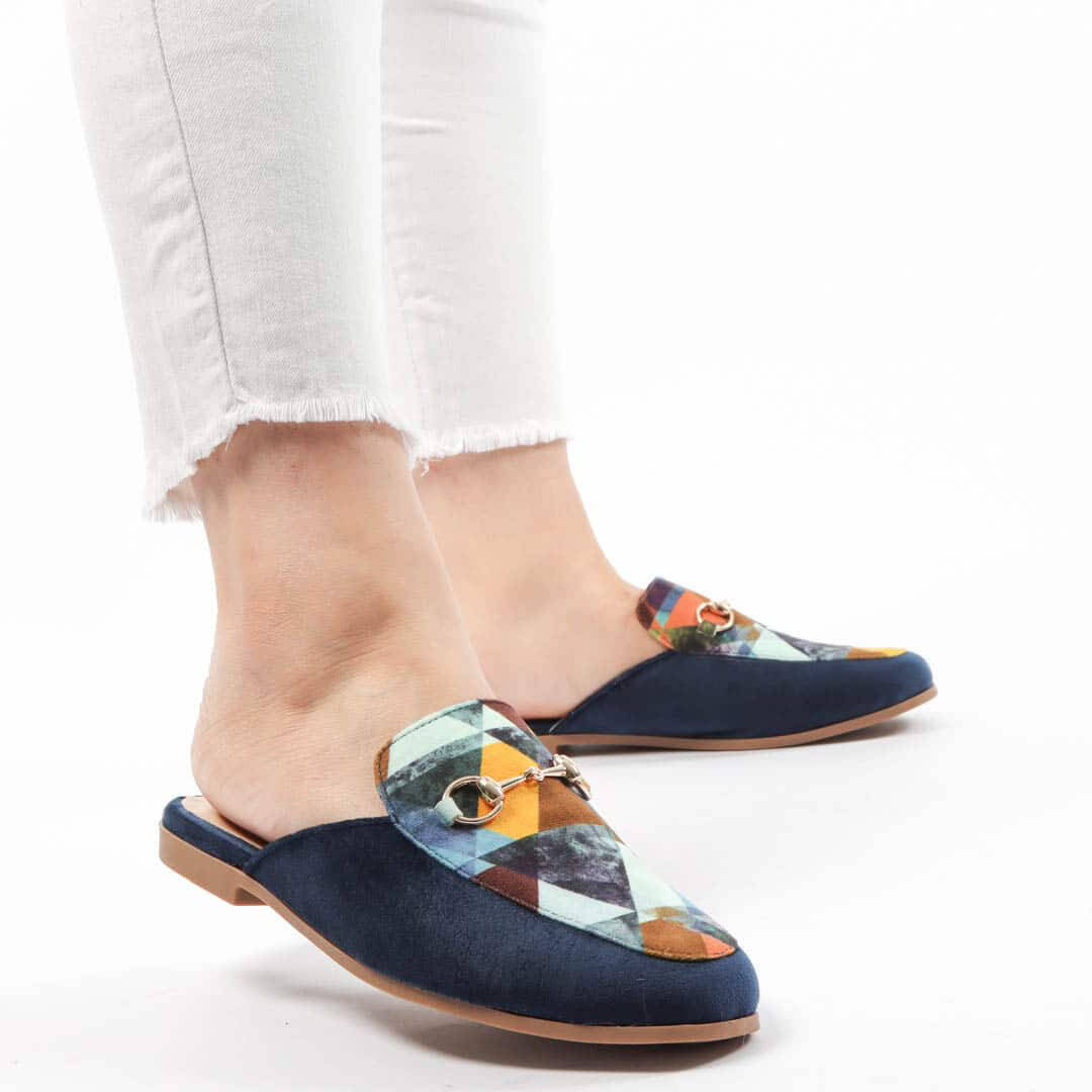 Tulipe – Mules Femmes en Bleu Marine.
