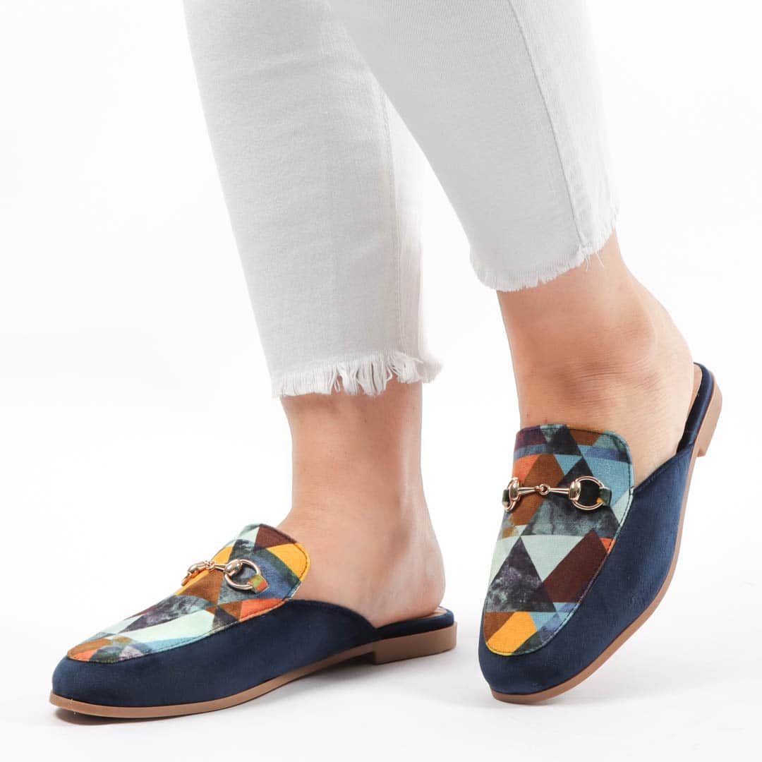 Tulipe – Mules Femmes en Bleu Marine.