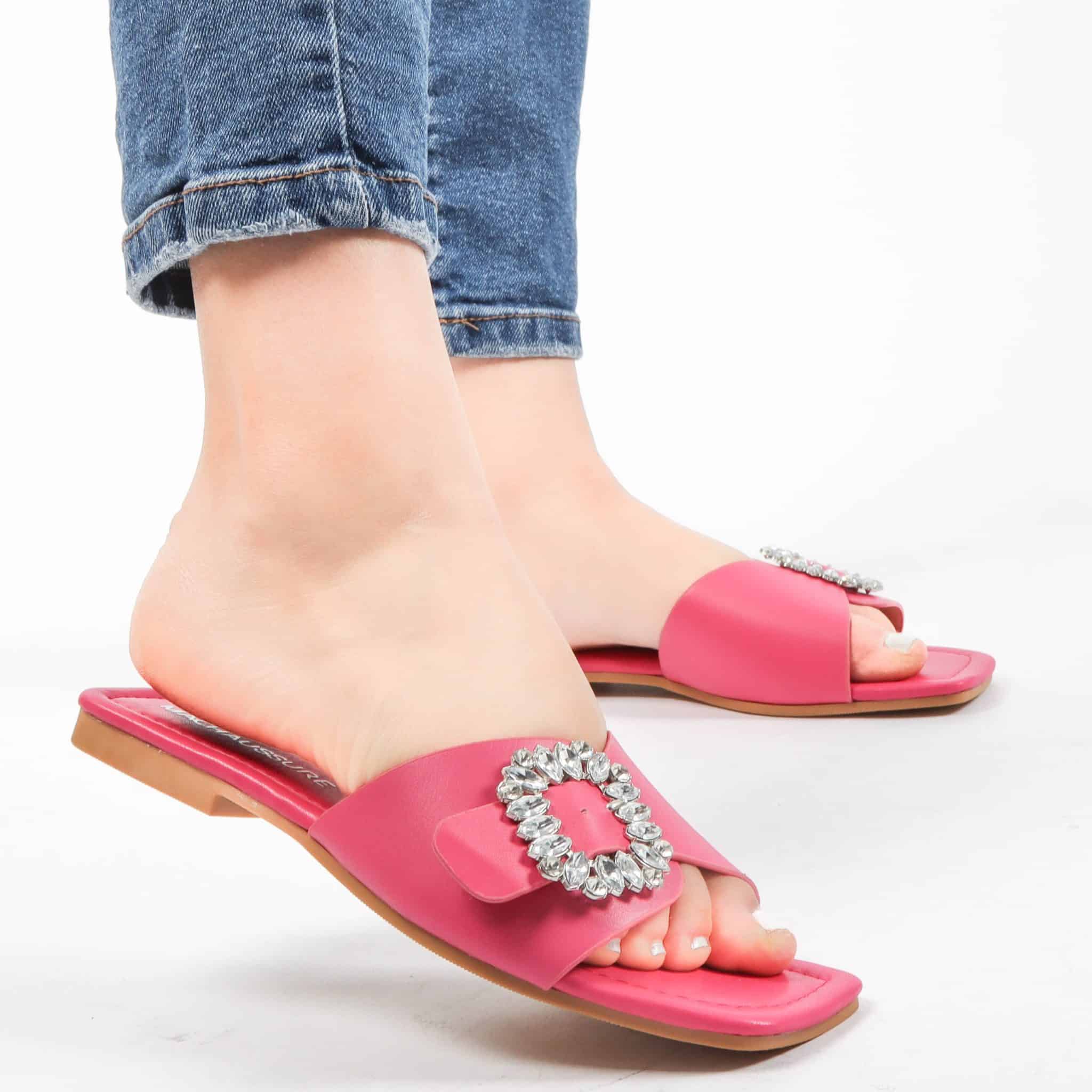 Reya – Sandales plates en Fuchsia.