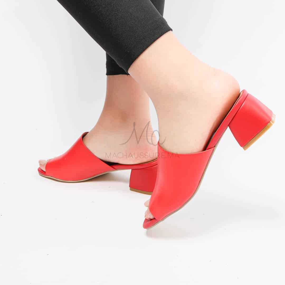 CYBELE - Sandales à talon en Rouge.