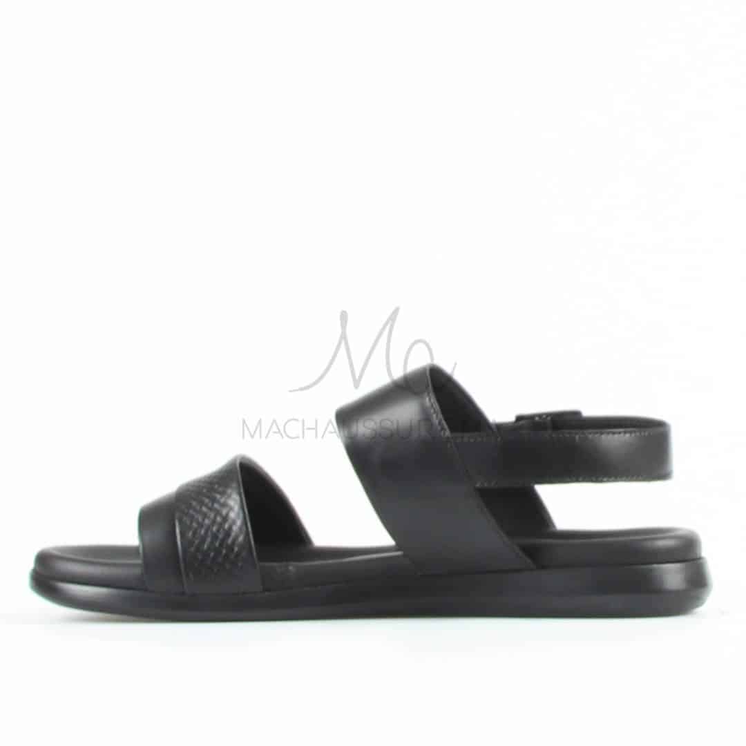 Confort - Sandales Hommes 100% Cuir en Noir.