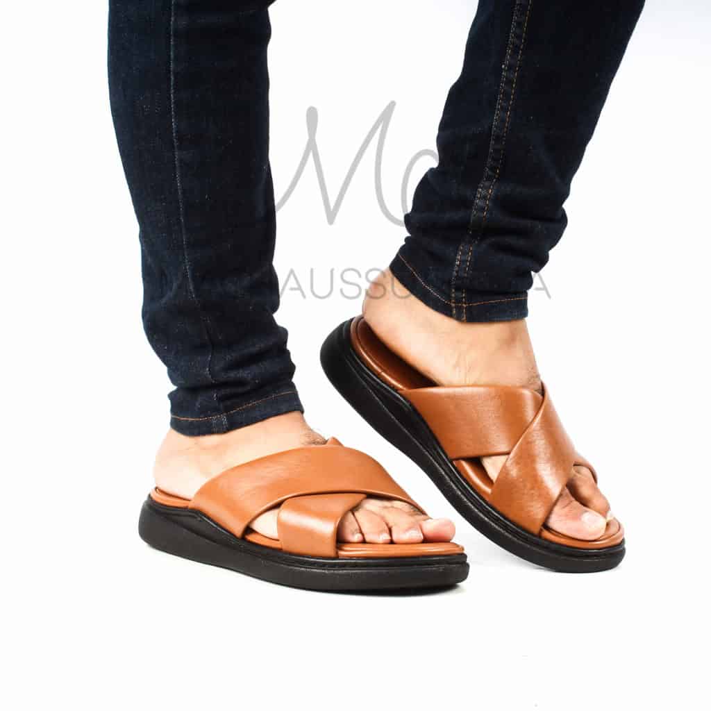WILCOX - Sandales et tongs en cuir Tabac.