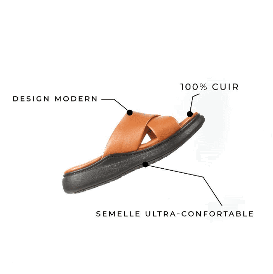 WILCOX - Sandales et tongs en cuir Tabac.