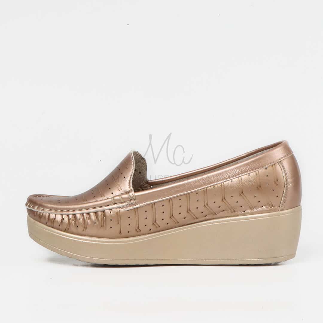 Mocassins Compensées en Bronze.