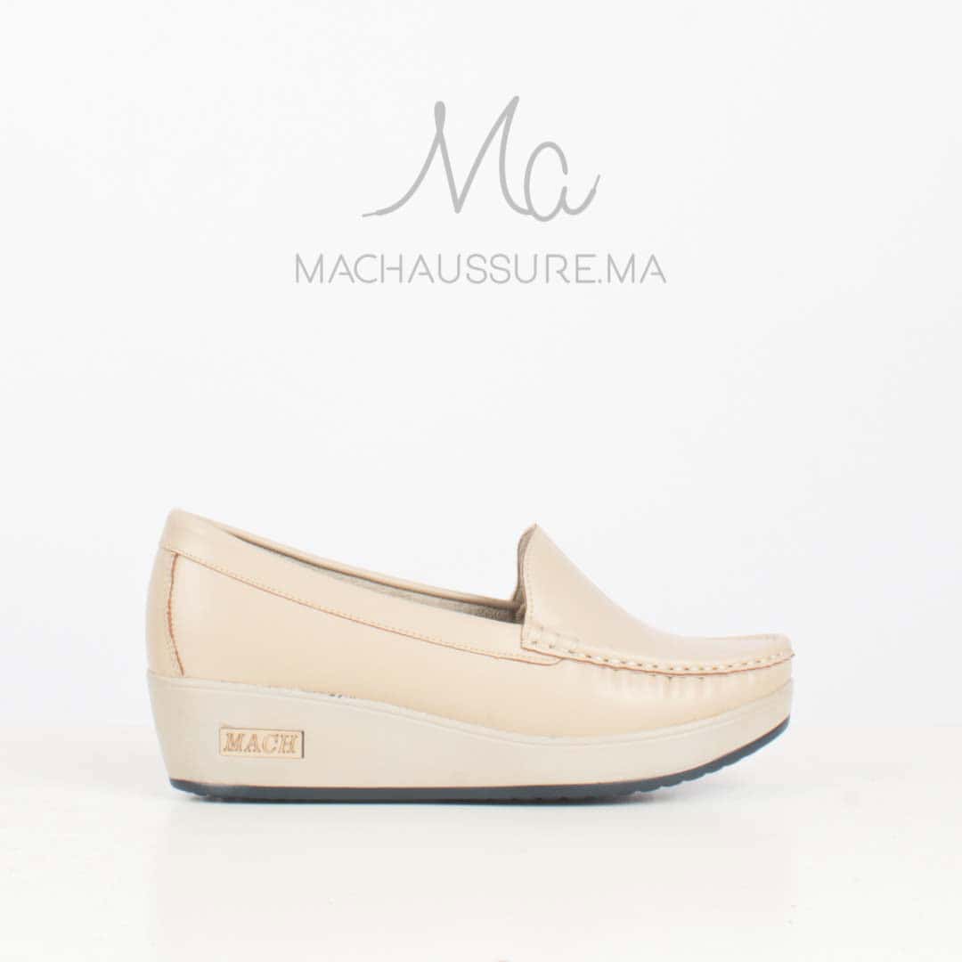 Bahia - Mocassins compensés femme en Beige.