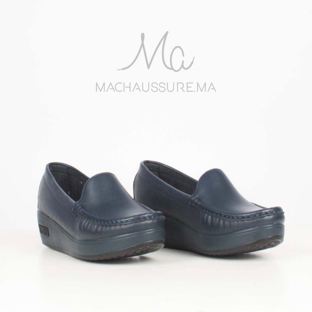 Bahia - Mocassins compensés femme en bleu.