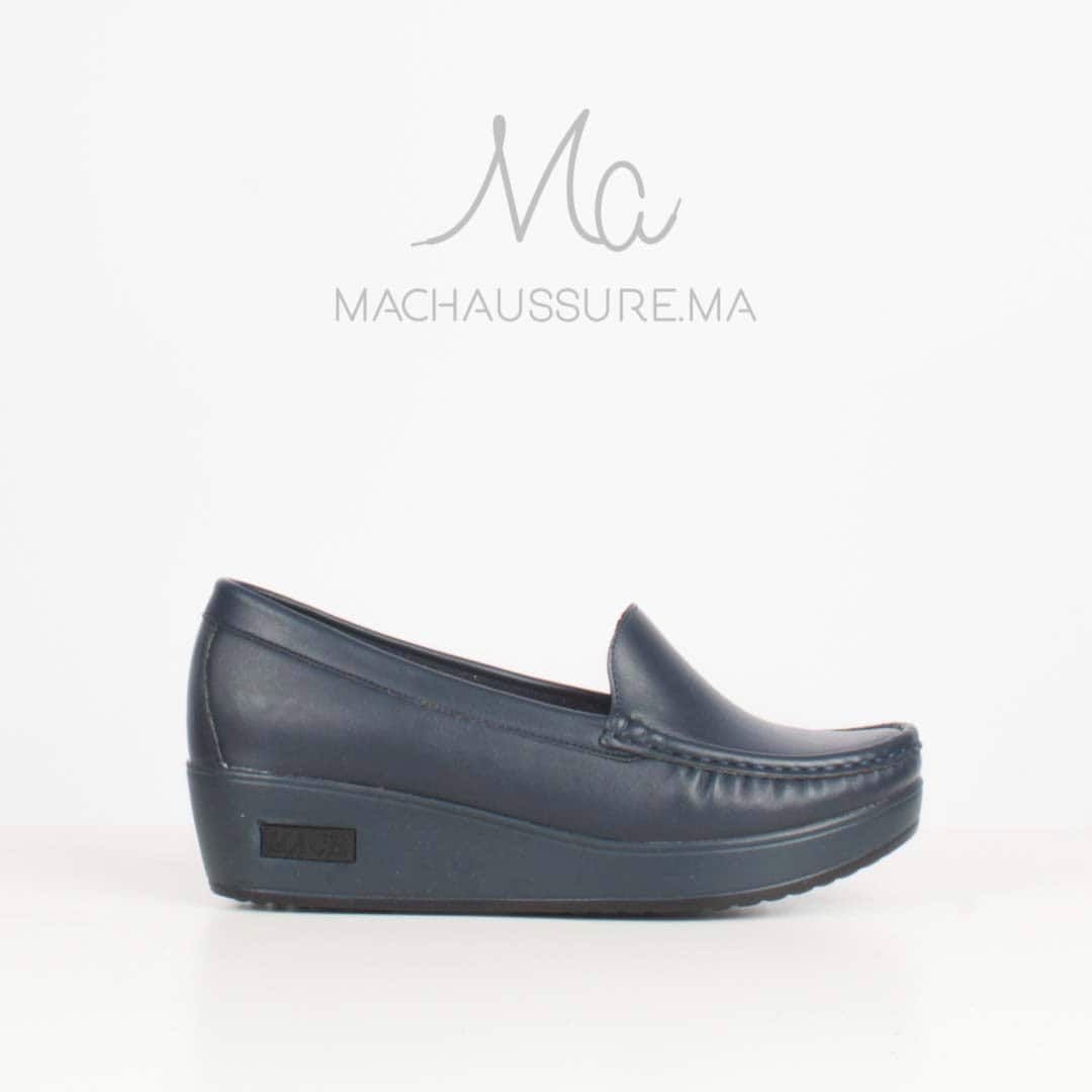 Bahia - Mocassins compensés femme en bleu.