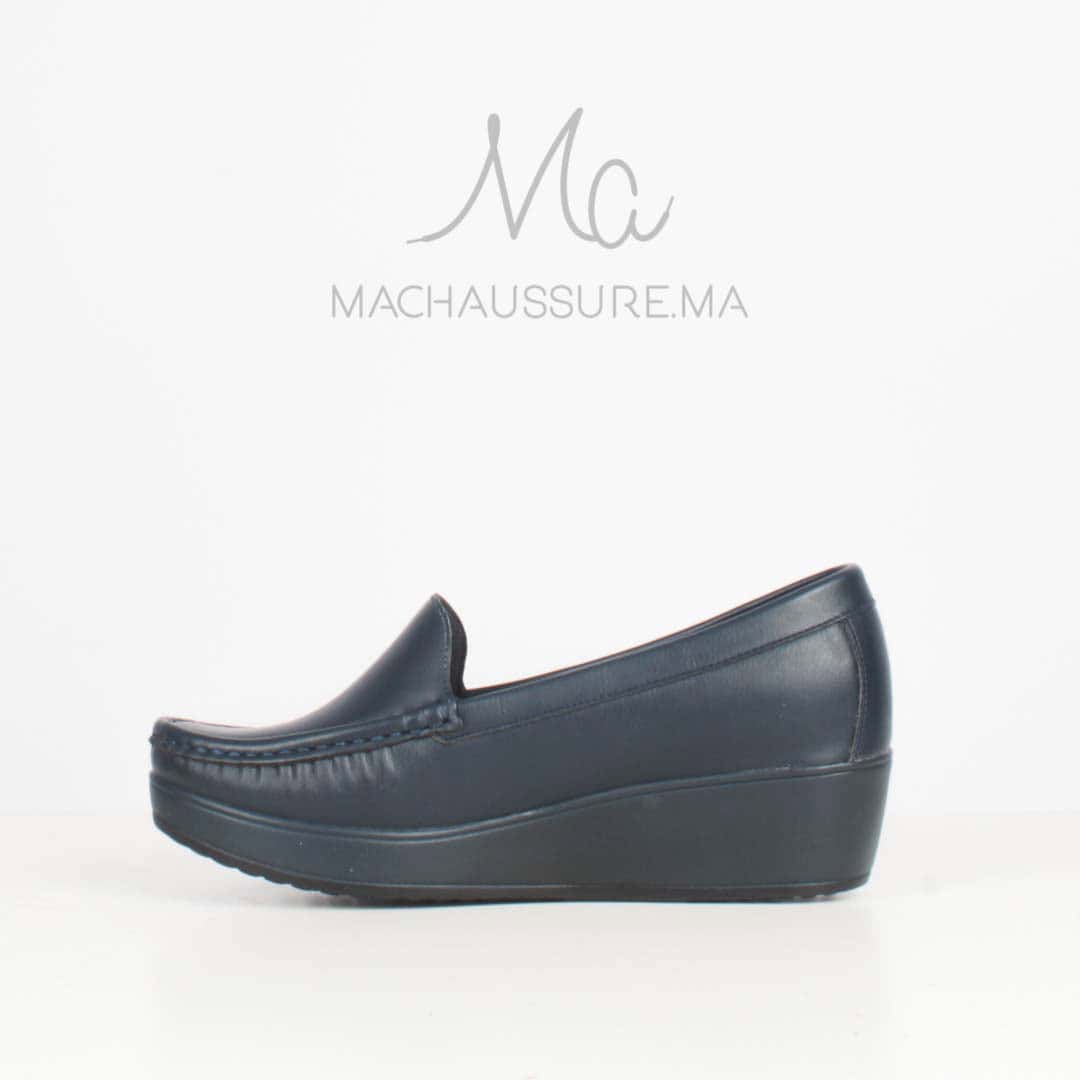 Bahia - Mocassins compensés femme en bleu.
